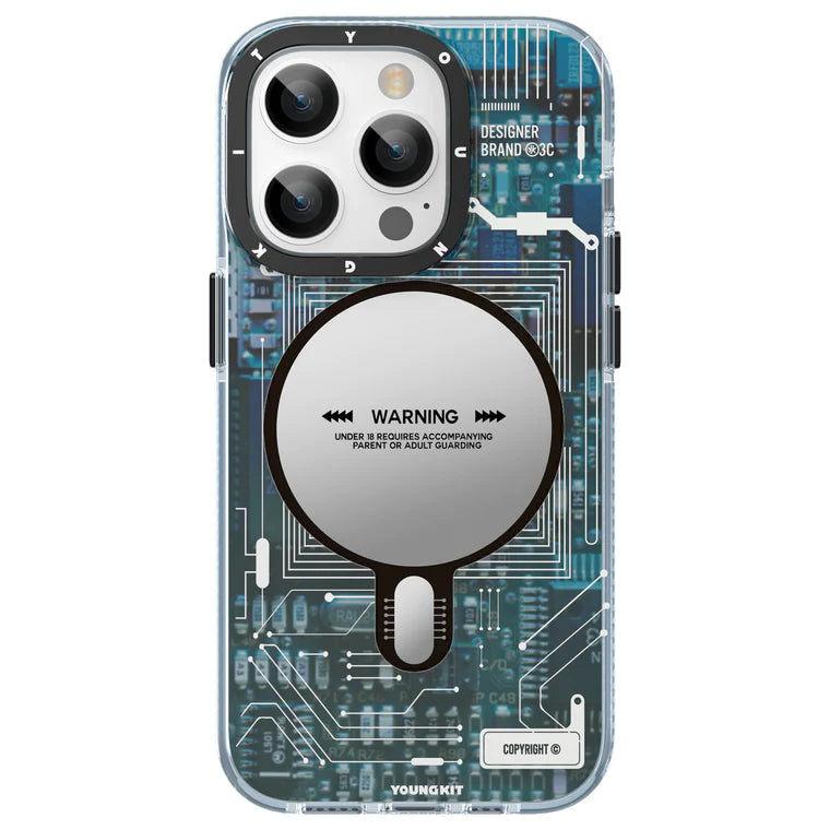 Cargue la imagen en el visor de la galería, [Magsafe Compatible] Apple iPhone 15 Series Youngkit Technology Magnetic Series Futuristic Circuit Anti-Drop Case - Polar Tech Australia
