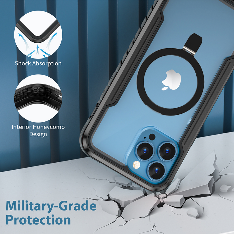 Cargue la imagen en el visor de la galería, [Magsafe Compatible][Foldable Kick Stand Ring] Apple iPhone 15/Plus/Pro/Max Military Defense Heavy Duty Drop Proof Case - Polar Tech Australia
