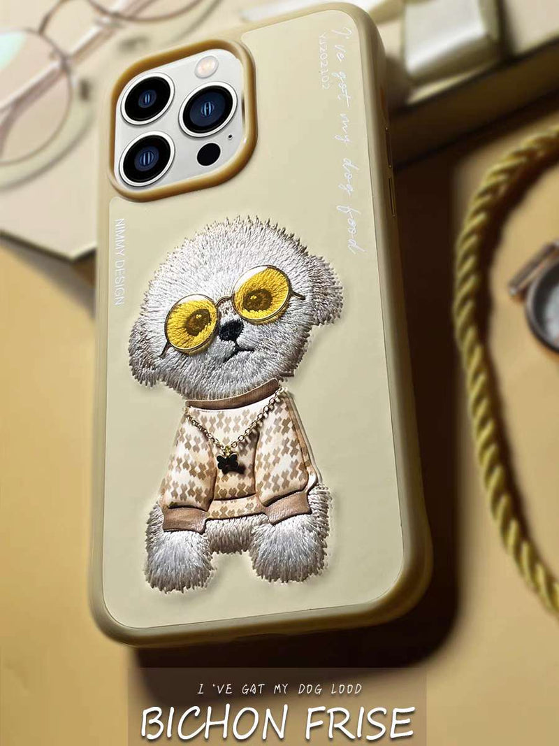 Cargue la imagen en el visor de la galería, Nimmy Pet Animal Series iPhone 13/14/15/Pro/Max Embroidery 3D Cute Cool Case - Polar Tech Australia
