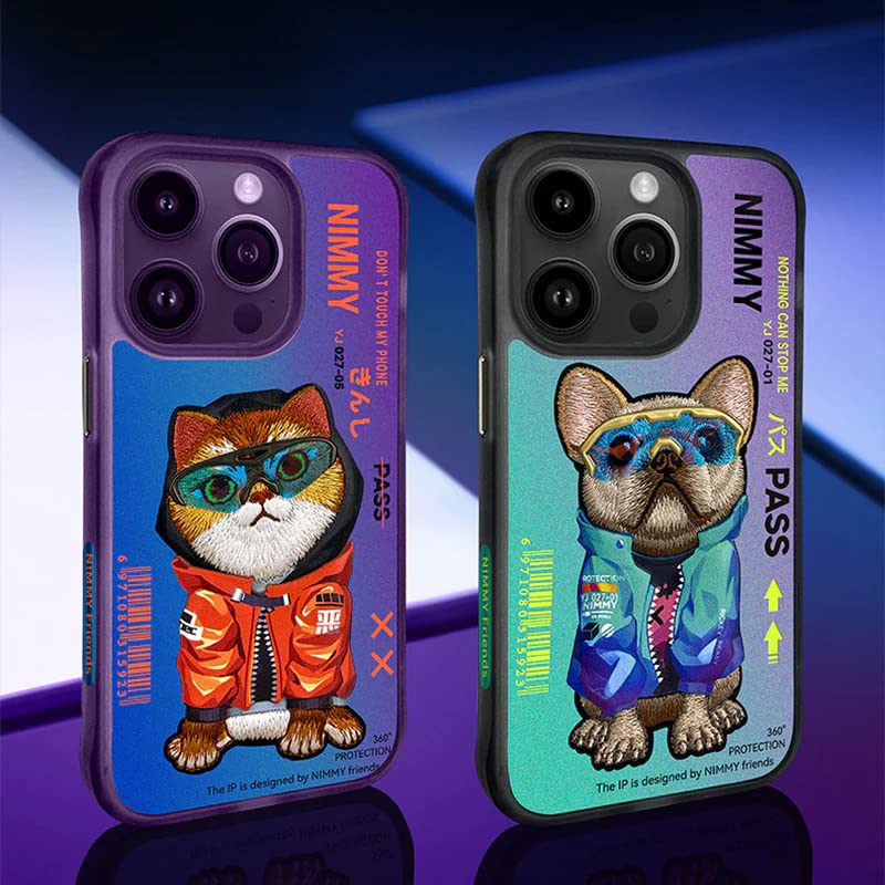 Cargue la imagen en el visor de la galería, Nimmy Pet Animal Series iPhone 13/14/15/Pro/Max Embroidery 3D Cute Cool Case - Polar Tech Australia
