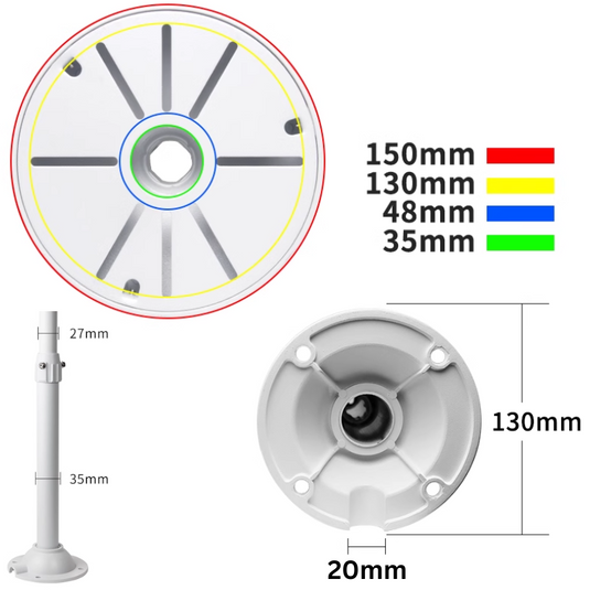 Universal Retractable Extension Aluminium CCTV Dome Camera Wall or Ceiling Mount Bracket Holder