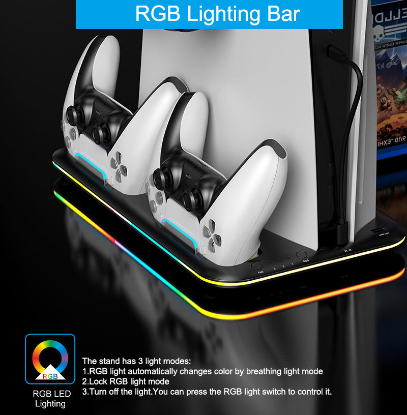 Cargue la imagen en el visor de la galería, SONY PlayStation 5 / PS5 All-in-one Multifunction Charging Stand with Cooling Fan &amp; RBG Light Effect &amp; Disc Storage - Polar Tech Australia
