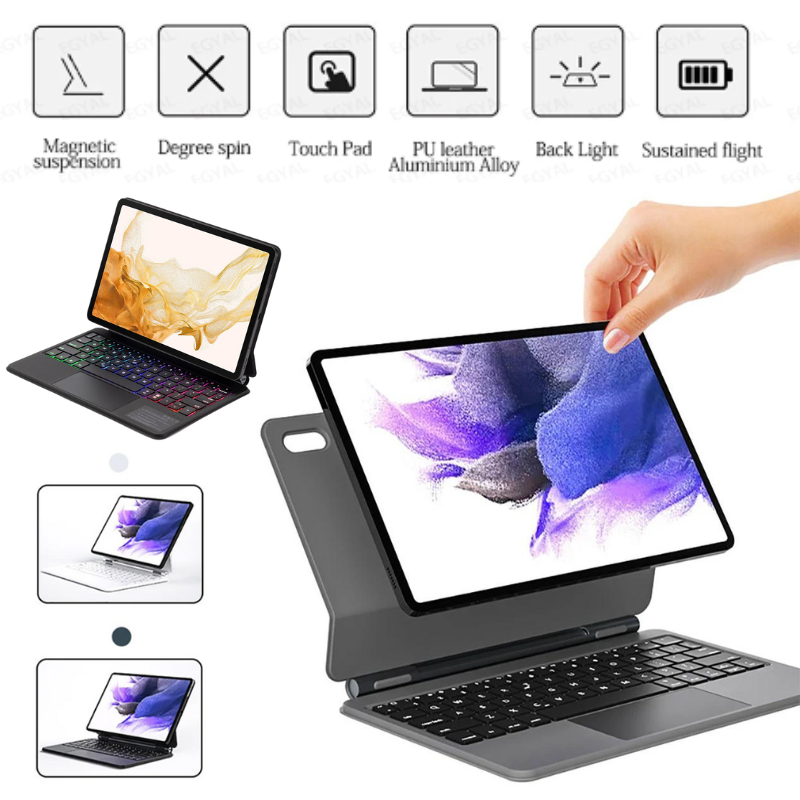 Cargue la imagen en el visor de la galería, Samsung Galaxy Tab S7 Plus/S8 Plus/S7 FE/S9 Plus/S9 FE Plus - Magnetic Suspension Magic Keyboard Case
