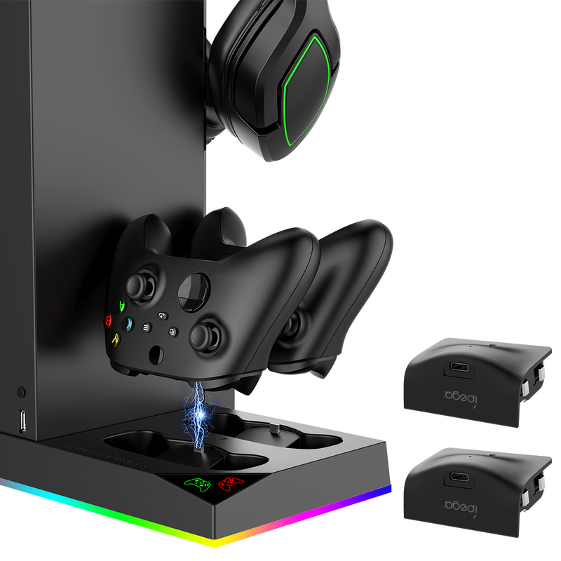 Cargue la imagen en el visor de la galería, Xbox Series X - All in One Multi Function Cooling Fan RGB Light battery Backup Kit Vertical Charging Stand - Game Gear Hub
