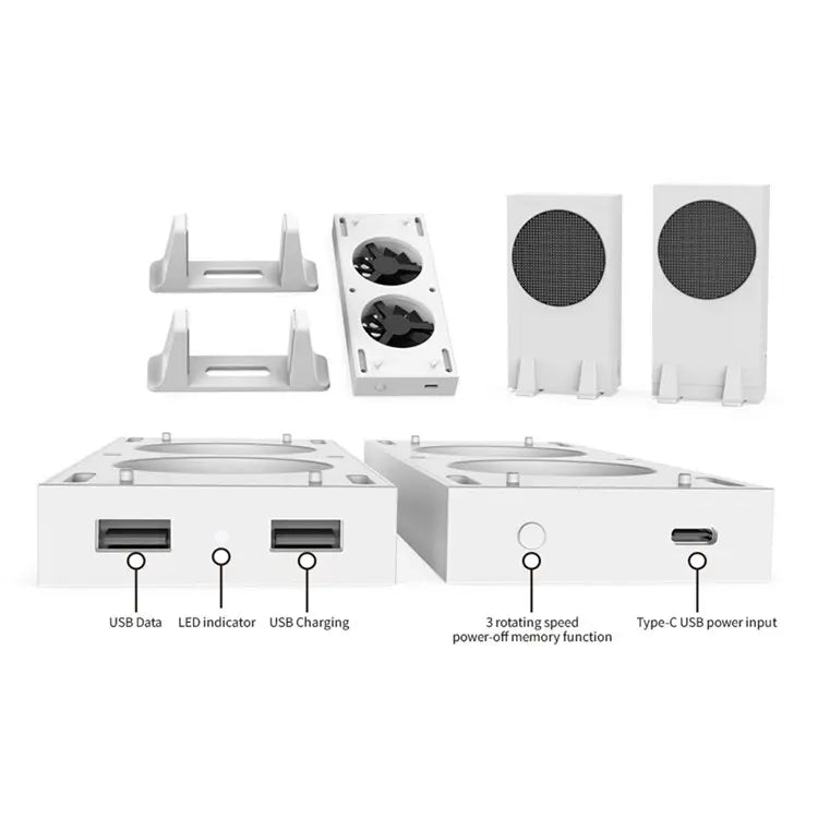 Cargue la imagen en el visor de la galería, Xbox Series S Vertical Cooling Stand Holder Dual Cooling Fan Base - Game Gear Hub
